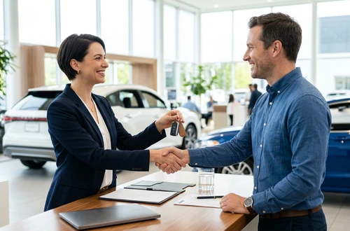 Customer getting answers about their car loan